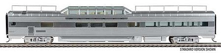 Walthers Proto 920-9628 HO Scale 85' Pullman-Standard Pleasure Dome Bar Lounge -- Santa Fe #504 (Real Metal Finish)