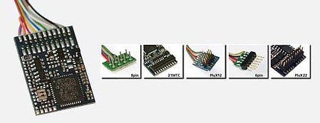 LokSound By ESU 64616 All Scale LokPilot V4.0 M4 Control-Only Decoder for DCC, Motorola, Selectrix Systems -- .84 x .59" 21.4 x 15mm, PluX12 Plug on Cable Harness
