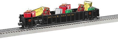 Lionel 1926370 O Scale 52' Gondola with Gift Load - 3-Rail - Ready to Run - Polar Express -- Polar Express 122519 (black, red, gold)
