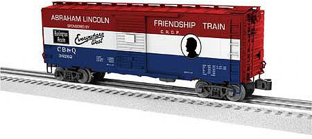 Lionel 2026741 O Scale PS-1 Boxcar - 3-Rail - Ready to Run -- Chicago, Burlington & Quincy 36262 (Friendship Train, red, white, blue)