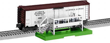 Lionel 2028310 O Scale Operating Milk Car with Platform - 3-Rail - Ready to Run -- Lionel Lines 1900 (white, Boxcar Red)
