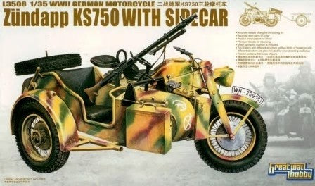 Lion Roar Great Wall Hobby 3508 1/35 WWII German Zundapp KS750 Motorcycle w/Sidecar