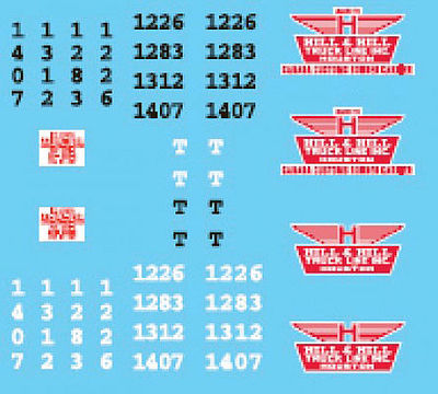 Lonestar Models 12024 HO Scale Vehicle Decal Set -- Hill & Hill Truck Lines