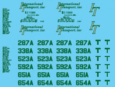 Lonestar Models 12026 HO Scale Vehicle Decal Set -- International Transport (green)