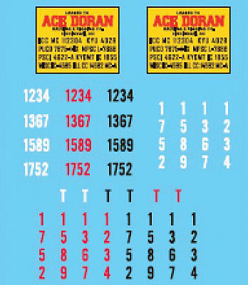 Lonestar Models 12028 HO Scale Vehicle Decal Set -- Ace Doran