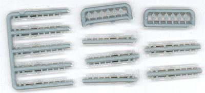 Lonestar Models 12108 HO Scale Load Tie Downs; 15 Chain w/Rachet & 12 Roll-Up Tie Downs -- Gray