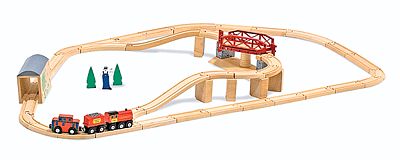 Melissa & Doug 704 V Scale Swivel Bridge Wooden Train Set