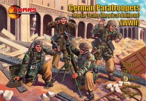 Mars Models 32037 1/32 WWII German Paratroopers Mortar Team Tropical Uniform (10) w/Mortars (2)