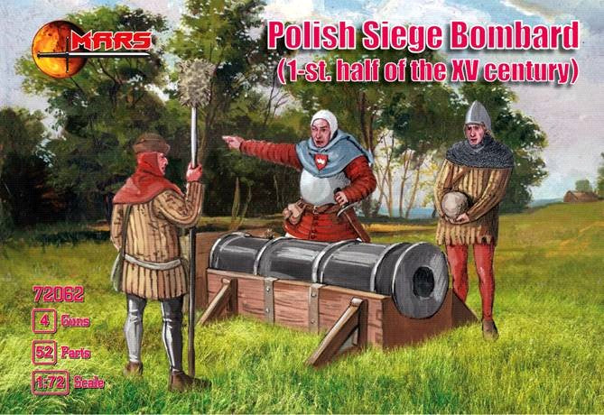 Mars Models 72062 1/72 1st Half XV Century Polish Siege Bombard (24) w/Guns (4)