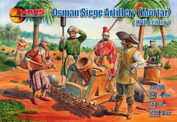 Mars Models 72098 1/72 XVII Century Osman Siege Artillery (Mortar) (24) w/Guns (4)