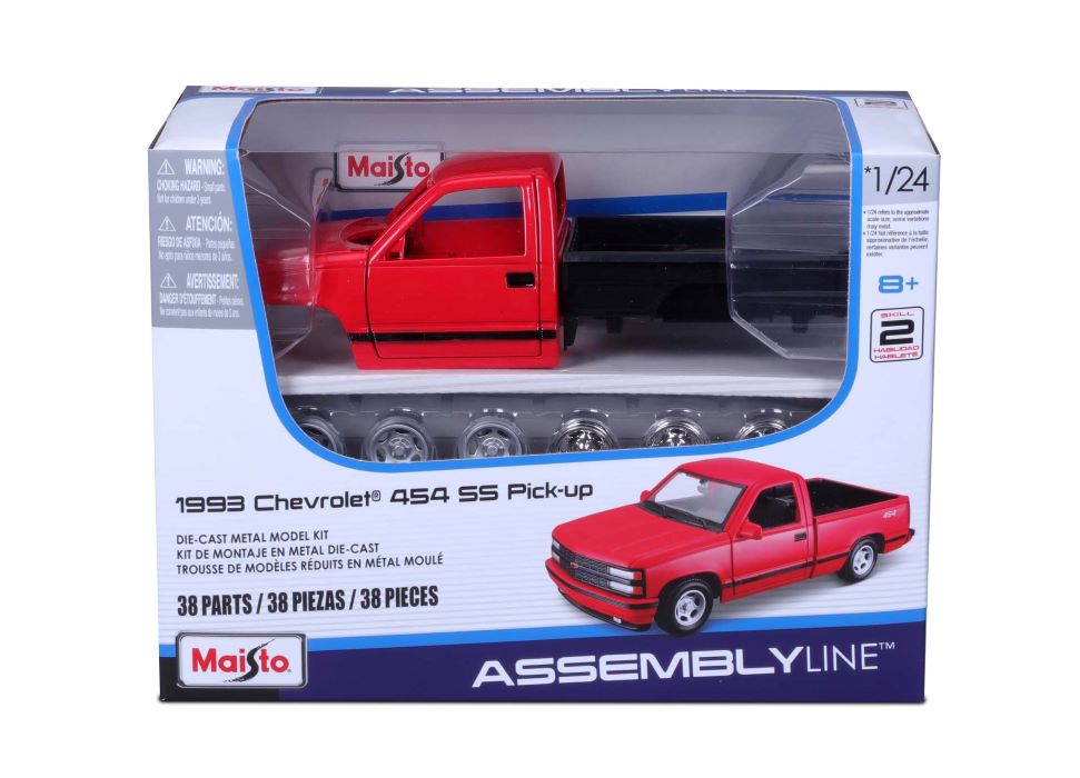 Maisto 39239 1/24 Assembly Line Metal Model Kit: 1993 Chevrolet 454 SS Pickup Truck (Red)