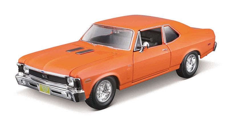 Maisto 39262 1/24 Assembly Line Metal Model Kit: 1970 Chevrolet Nova SS (Orange)