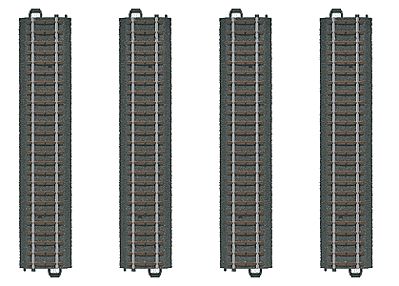 Marklin 20188 HO Scale 3-Rail C Track - My World -- Straight Sections pkg(4) 7-13/32" 18.8cm