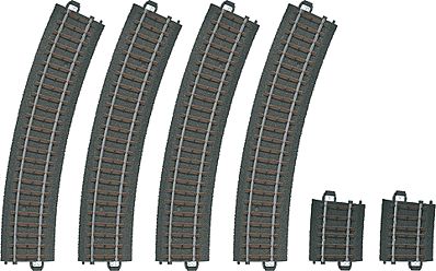 Marklin 20299 HO Scale 3-Rail C Track - My World -- Curved Set w/4 #24224 17-1/4" 43.8cm Radius R2 30 Deg. & 2 #24206 R2 5.7 D