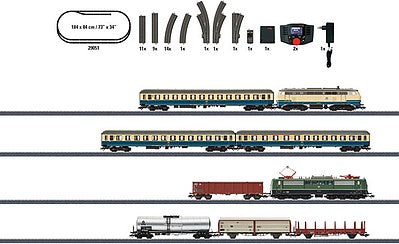 Marklin 29051 HO Scale Era IV Diesel and Electric Freight and Passenger Starter Set - 3-Rail - Digita -- German Federal Railroad DB Class 151 Electric and Class 218 Diesel, 7 Cars