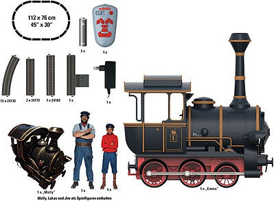 Marklin 29179 HO Scale Jim Button, Luke the Engine Driver Starter Set - 3-Rail - Start-Up -- Emma 0-6-0 Locomotive, Luke and Jim Button Figures, Track Oval
