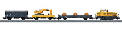 Marklin 29184 HO Scale Construction Site Starter Set - 3-Rail w/Digital - Start up -- Henschel DHG 500 Diesel, 3 Cars, Track Oval w/Siding, Power Pack