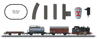Marklin 29323 HO Scale Era III Steam Freight Train Starter Set - 3-Rail w/Digital - Start Up -- German Federal Railroad DB Class 89 0-6-0T & 3 Cars, Track, Wireless Control