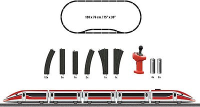 Marklin 29334 HO Scale TGV Battery-Operated Starter Set with Plastic Track - My World -- Italian State Railways FS (white, red)