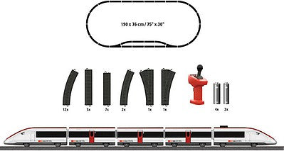 Marklin 29335 HO Scale TGV Battery-Operated Starter Set with Plastic Track - My World -- Swiss Federal Railways SBB (white, black, red)