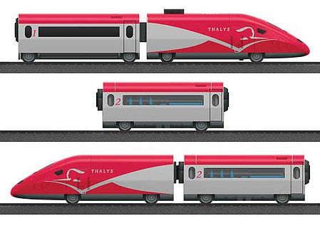 Marklin 29338 HO Scale Thalys Battery-Operated Starter Set with Plastic Track - My World -- Belgian State Railways SNCB-NMBS (Thalys, red, gray)