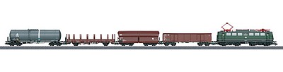 Marklin 29400 HO Scale Freight Service Starter Set - 3-Rail w/Digital & Sound -- German Federal Railroad DB Class 140 Electric, 4 Cars, Track Oval w/Siding