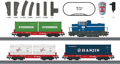 Marklin 29452 HO Scale Container Train Starter Set - 3-Rail w/Sound & Digital - Start Up -- German Railroad DB AG Henschel DHG700 & 3 Cars, Track, Wireless Controller
