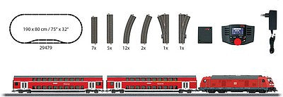 Marklin 29479 HO Scale Regional Express Starter Set - 3-Rail w/Sound & Digital -- German Railroad DB AG Class 245 Diesel & 2 Bi-Level Cars, Track, Central Sta