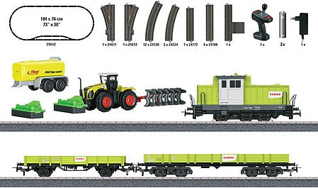Marklin 29652 HO Scale Farming Train Starter Set - 3-Rail - Digital - Start Up -- Claas DHG 700 Diesel, 2 Cars, Farm Machines, C-Track Oval Siding, Control St