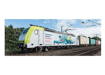 Marklin 36634 HO Scale Class 185.2 Electric - 3-Rail w/Sound & Digital -- Captrain Germany (150th Anniv. Hamburg Harbor Railroad Era VI 2016, white, b
