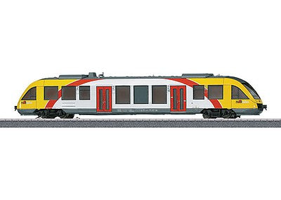 Marklin 36641 HO Scale LINT 27 Diesel Rail Car 3-Rail w/Sound & Digital -- Hessian State Railroad HLB (Era VI, white, yellow, red)