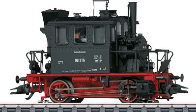 Marklin 36863 HO Scale Class 98.3 PtL 2/2 0-4-0 Glasskasten/Glassbox - 3-Rail w/Digital -- German Federal Railroad DB (Era III 1954, black, red)