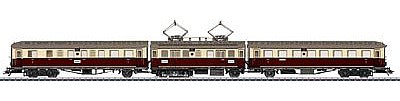 Marklin 37287 HO Scale Class elT Breslau 1004 Electric Railcar - 3-Rail w/Sound & Digital -- German State Railroad DRG (Era II 1937; maroon, ivory, silver)