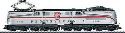 Marklin 37494 HO Scale GG-1 Electric - 3-Rail w/Sound & Digital -- Pennsylvania Railroad #4866 (silver, red, black)