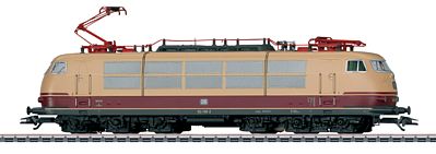 Marklin 37576 HO Scale Class 103.1 Electric - 3-Rail w/Sound & Digital -- German Federal Railroad DB (Era IV, 1980s, crimson, beige)