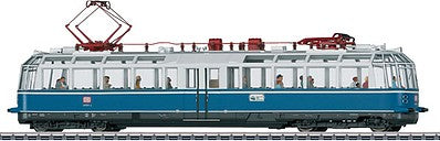 Marklin 37584 HO Scale Class 491 Observation Railcar - 3-Rail w/Sound & Digital -- German Federal Railway #491 001-4 (Era IV 1986; Gentian Blue, white)