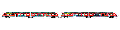 Marklin 37719 HO Scale Class 648.2 LINT 41 Rail Car Powered/Unpowered Set 3-Rail w/Sound & Digital -- German Railroad DB AG (Era VI 2015, red, gray)