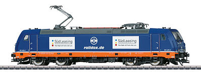 Marklin 37857 HO Scale Traxx Class 185.4 Electric 3-Rail w/Sound & Digital - Exclusiv -- Raildox #185 409-0 (Era VI, blue, gray, red)