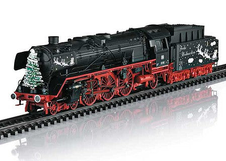Marklin 39006 HO Scale Class 01 4-6-2 - 3-Rail - Sound and Digital with Lighted Christmas Tree -- German Federal Railroad DB (Christmas Era III, black, red, Whistle Plays Car