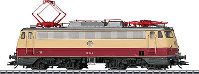 Marklin 39112 HO Scale Class 112 Electric Pants Crease Ends - 3-Rail w/Sound & Digital -- German Federal Railroad DB (Era IV 1973, red, ivory)