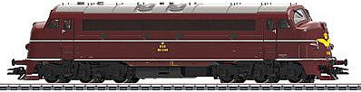 Marklin 39670 HO Scale NOHAB Class MY 1100 Diesel - 3-Rail w/Sound & Digital -- Danish State Railways DSB (Era III, wine red, yellow, silver)