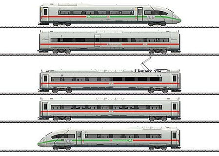 Marklin 39716 HO Scale ICE 4 Class 412-812 5-Car Train-Only - 3-Rail - Sound and Digital -- German Railroad DB AG (Era VI 2019, white, red, green stripe)