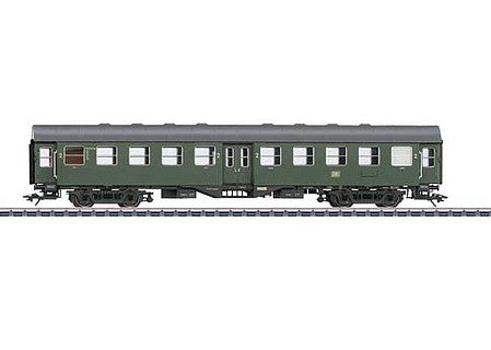 Marklin 41320 HO Scale Type B4yge 2nd Class Rebuild Car w/American Trucks - 3-Rail - Ready to Run -- German Federal Railroad DB (Era III 1959, bottle green, gray)