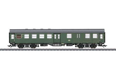 Marklin 41330 HO Scale Type BD4yge 2nd Class Coach/Baggage Rebuild Car - 3-Rail - Ready to Run -- German Federal Railroad DB (Era III 1959, bottle green, gray)