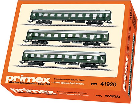 Marklin 41920 HO Scale 3-Car Passenger Set Primex Reissue - 3-Rail - Exclusiv -- German Federal Railroad DB (Era III 1960, green, silver)