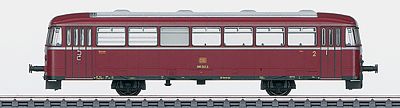 Marklin 41987 HO Scale Class 998 Trailer for #441-39987 Railbus - 3-Rail - Ready to Run -- German Federal Railroad DB (Era IV 1970s, red, gray)