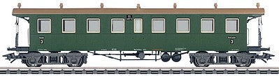 Marklin 42132 HO Scale Type BCCi 2nd Class Car w/Open Vestibules - 3-Rail Ready to Run -- Wurttemberg State Railroad W.St.E. (Era I, green, beige)