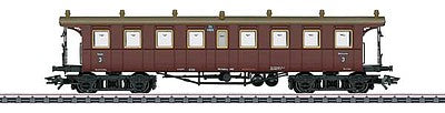 Marklin 42133 HO Scale Type CCi 3rd Class Coach with Open Vestibules - 3-Rail - Ready to Run -- Royal Wurttemberg State Railways K.W.St.E. 1 (Era I 1915, brown)