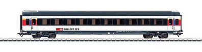 Marklin 42155 HO Scale Type Mark IV A 1st Class Coach - 3-Rail - Ready to Run -- Swiss Federal Railways SBB (Era VI 2018, InterCity, black, white, red)