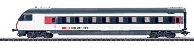 Marklin 42179 HO Scale Inter-City Express Train Cab Control Car Mark IV Bt. 2nd Class - Ready to Run -- Swiss Federal Railways SBB (white, black, red)